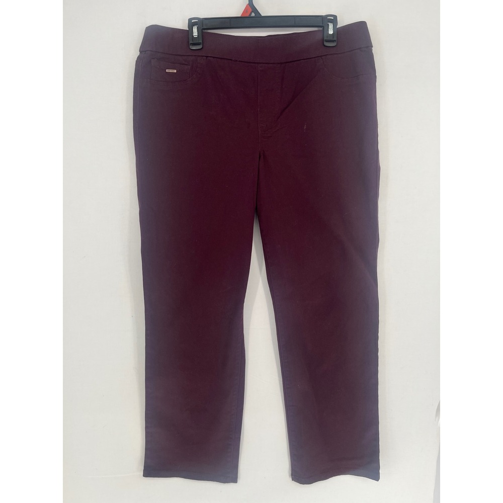 Nine West Jeans Heidi Pull-On Straight Pants Womens 14 Burgundy Wine 2679
